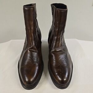 Laredo Men's Fletcher Brown Leather Zipper Ankle Boots 62004 Size 9.5 EW